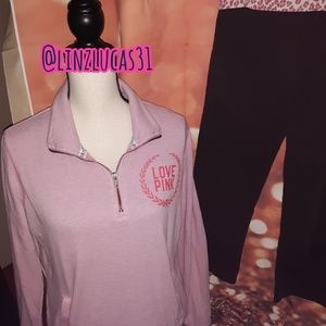PINK VICTORIA SECRET quarter zip, szM, EUC